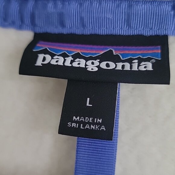 Patagonia Cream With Blue Trim Half Zip Pullover Jacket Size L - Picture 5 of 6